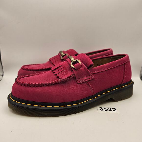 DR MARTENS MEN\'S 10 UNISEX ADRIAN SNAFFLE FUCHSIA PINK NUBUCK LEATHER LOAFERS main image 4
